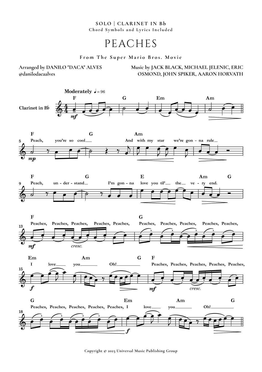 Peaches (arr. Danilo "Daca" Alves)