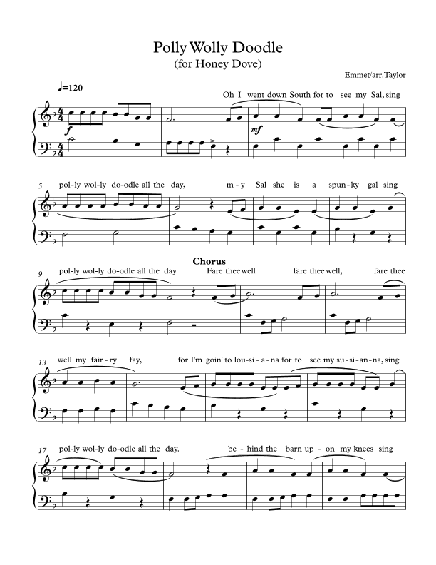 Polly Wolly Doodle (easier version) (arr. Paul Taylor)