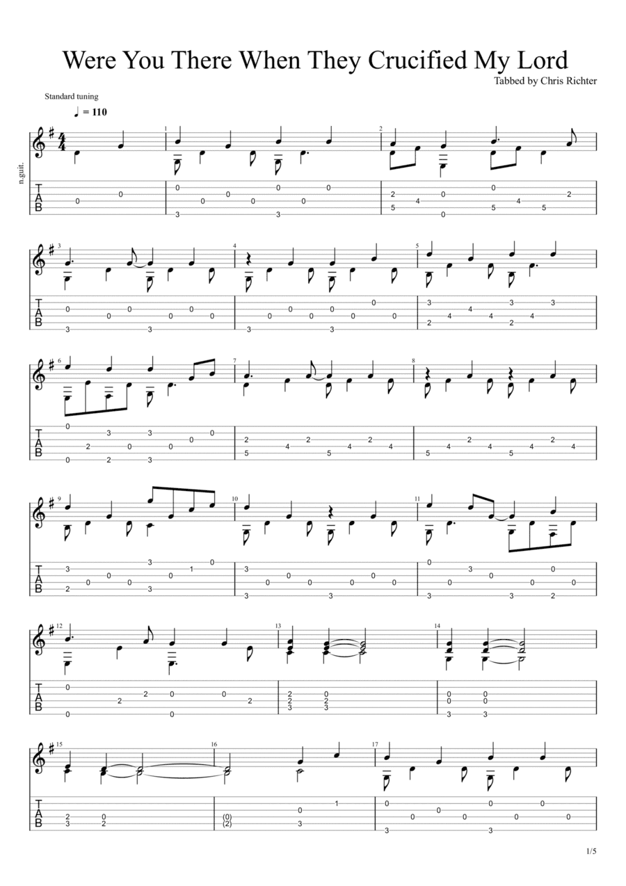 Were You There (When They Crucified My Lord) (Solo Fingerstyle Guitar Tab) (arr. Chris Richter)