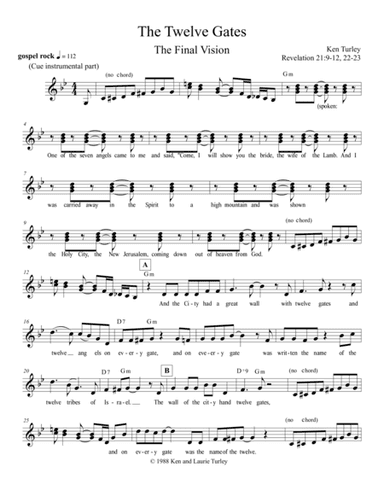 Revelation 21 "The Twelve Gates" Lead Sheet