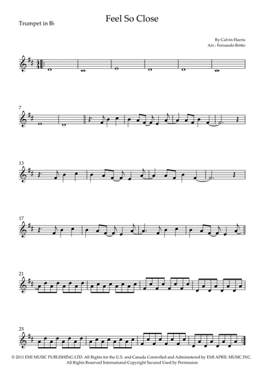 Feel So Close (arr. Fernando Britto)