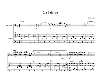 La Paloma - Sebastian Yradier (Bassoon + Piano) (arr. Digital Book Music)