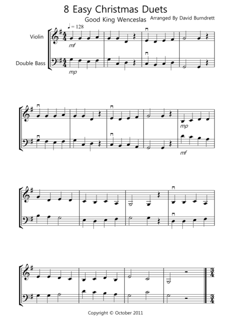 8 Christmas Duets for Violin And Double Bass (arr. David Burndrett)