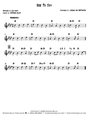 Ode To Joy (Beethoven) - Lead sheet (key of Ab) (arr. Stephen Bulat)