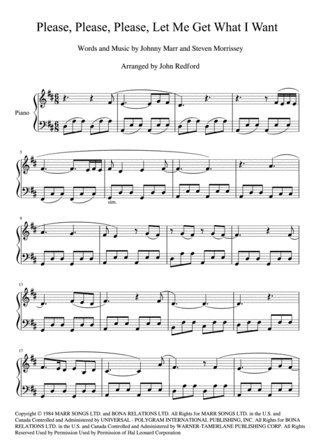 Please, Please, Please, Let Me Get What I Want (arr. John Redford)