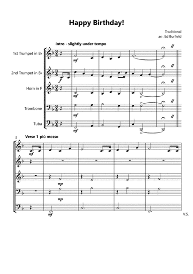 Happy Birthday! (with variations) - for Brass Quintet (arr. Edward Burfield)