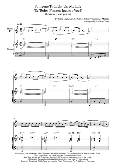 Someone To Light Up My Life (se Todos Fossem Iguais A Voce) (arr. Andrea Costa)