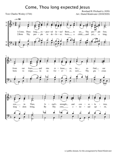 Come Thou Long Expected Jesus - SATB Gospel Arrangement (arr. Daniel Kindsvater)