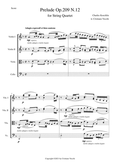 Prelude Op.209 N.12 for String Quartet (arr. Cristiano Vecchi)
