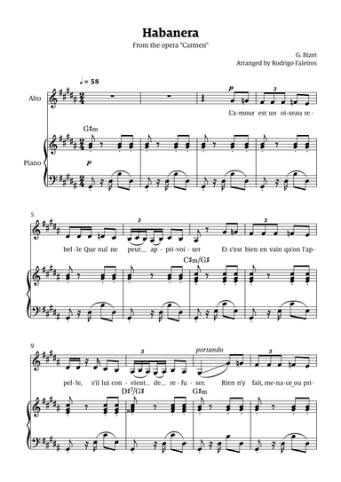 Habanera (for alto - G# minor/ Ab major) (arr. Rodrigo Faleiros)