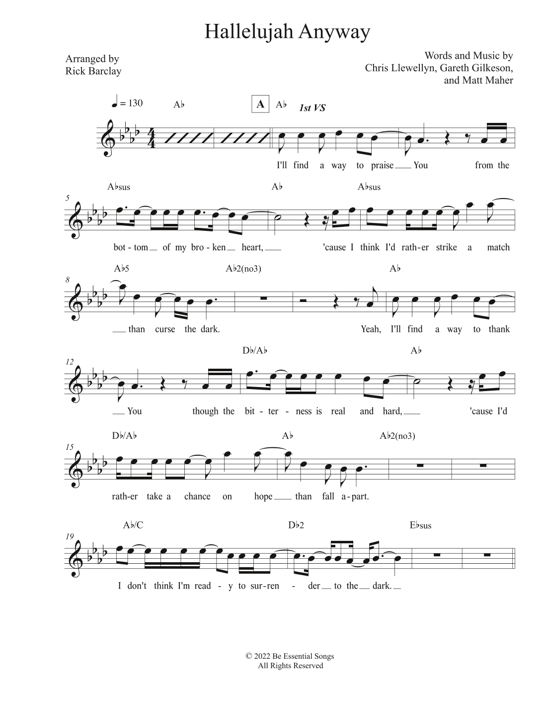 Hallelujah Anyway (arr. Rick Barclay)