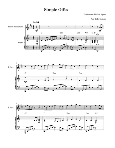 Simple Gifts (arr. Tyler Adams)