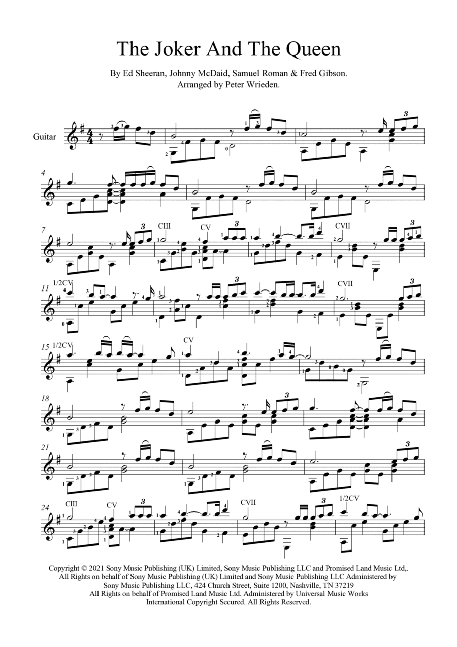 The Joker And The Queen (arr. Peter Wrieden)