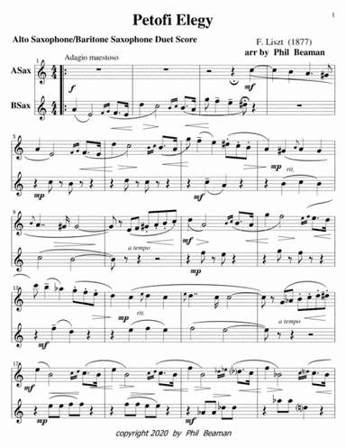 Petofi Elegy-Liszt-alto sax-baritone sax duet (arr. Phil Beaman)