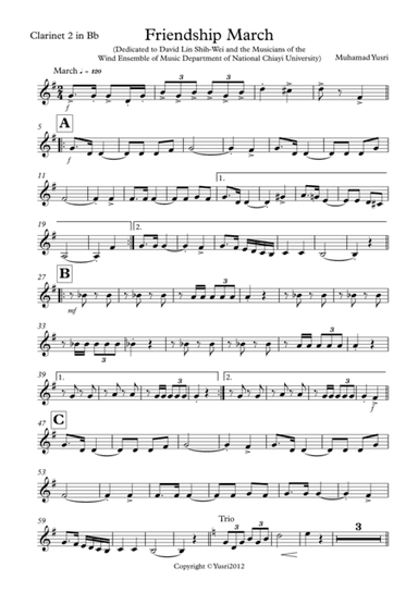 Friendship March (Clarinet 2 Part)