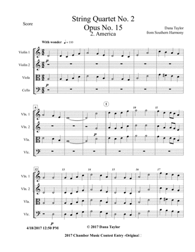 String Quartet 2 Opus 15 No 2 America