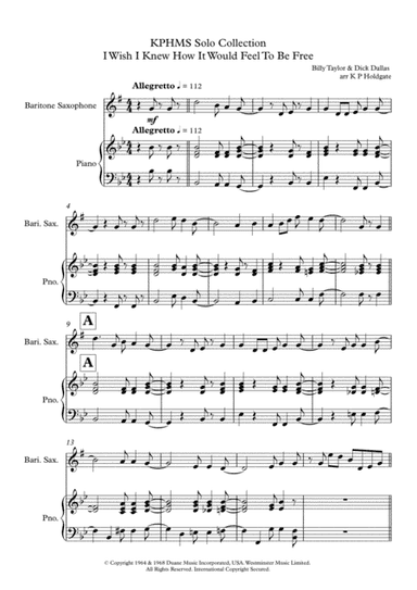 I Wish I Knew How It Would Feel To Be Free (arr. Kevin P Holdgate)