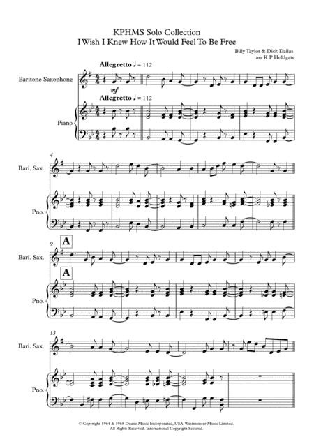 I Wish I Knew How It Would Feel To Be Free (arr. Kevin P Holdgate)