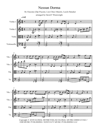 Nessun Dorma (arr. David F Wainwright)