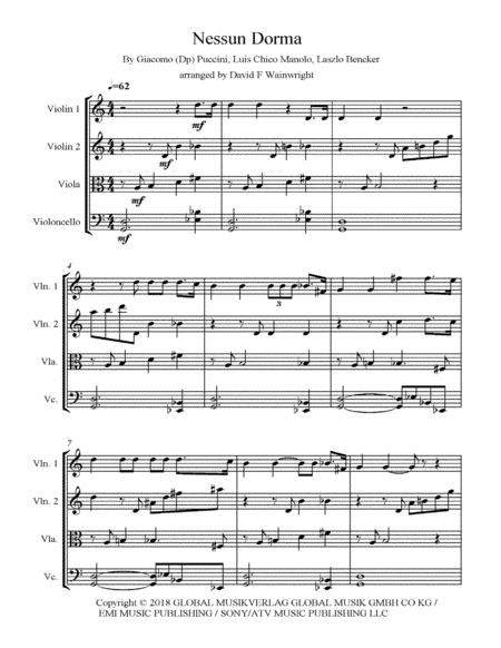 Nessun Dorma (arr. David F Wainwright)
