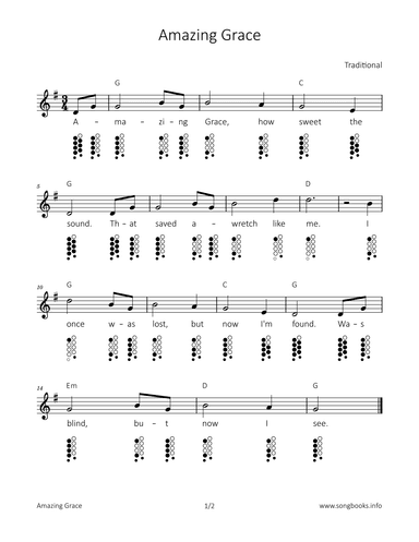 Amazing Grace (arr. songbooks.info)