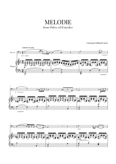 Gluck - Melodie (for Bassoon and Piano) (arr. Cadenza Editions)