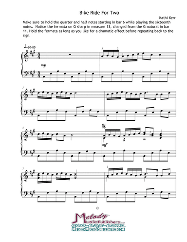 Piano solo late intermediate - "Bike Ride For Two"
