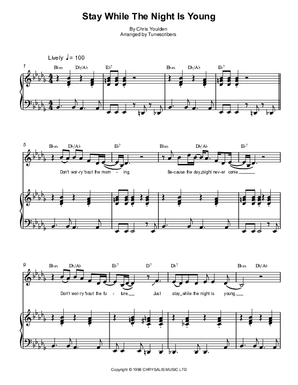 Stay While the Night is Young (arr. Tunescribers)