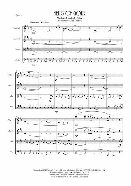 Fields Of Gold (arr. Andy Derrick)
