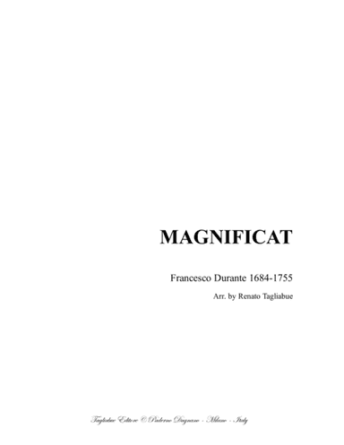 MAGNIFICAT - F. Durante - For SATB Choir and Organ - With parts (arr. Renato Tagliabue)