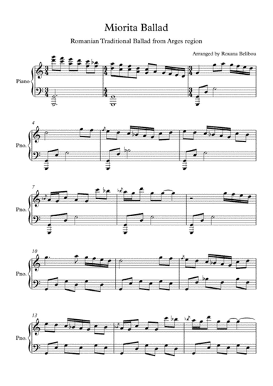 Miorita Ballad Piano (romanian traditional ballad) (arr. Roxana Belibou)