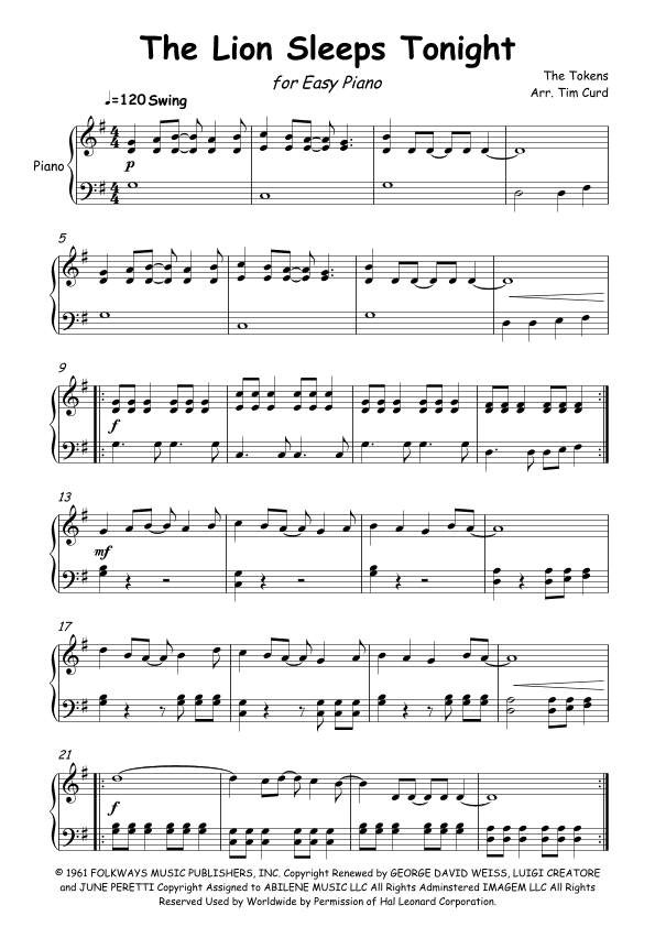 The Lion Sleeps Tonight (arr. Tim Curd)