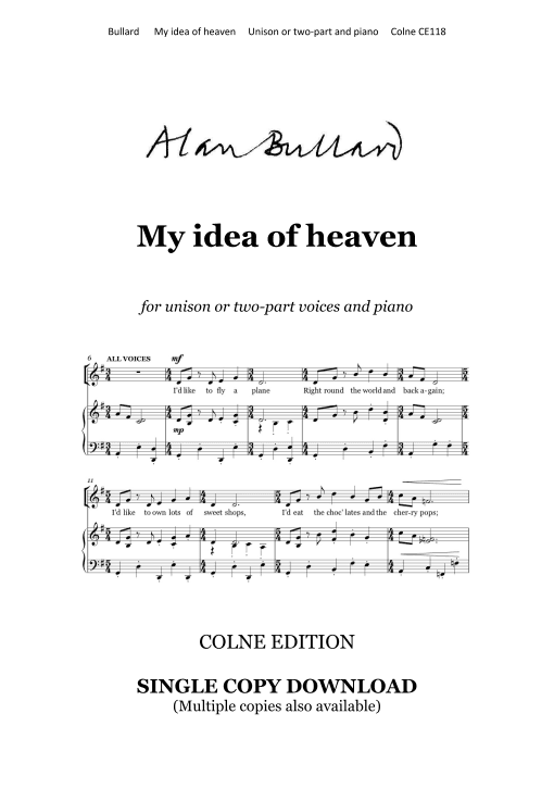 My idea of heaven (unison or two-part voices - single download)