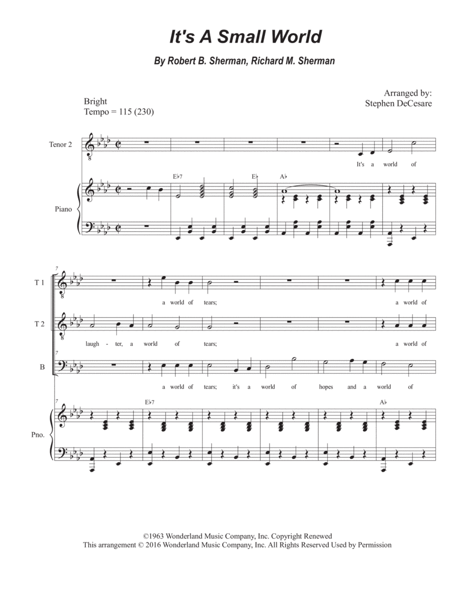 It's A Small World (arr. Stephen DeCesare)
