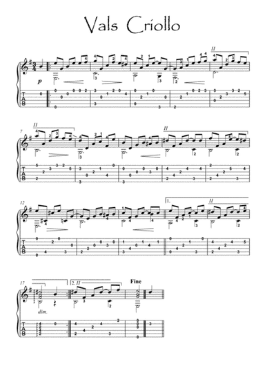 Valse Criollo (arr. PianoSheetNow)