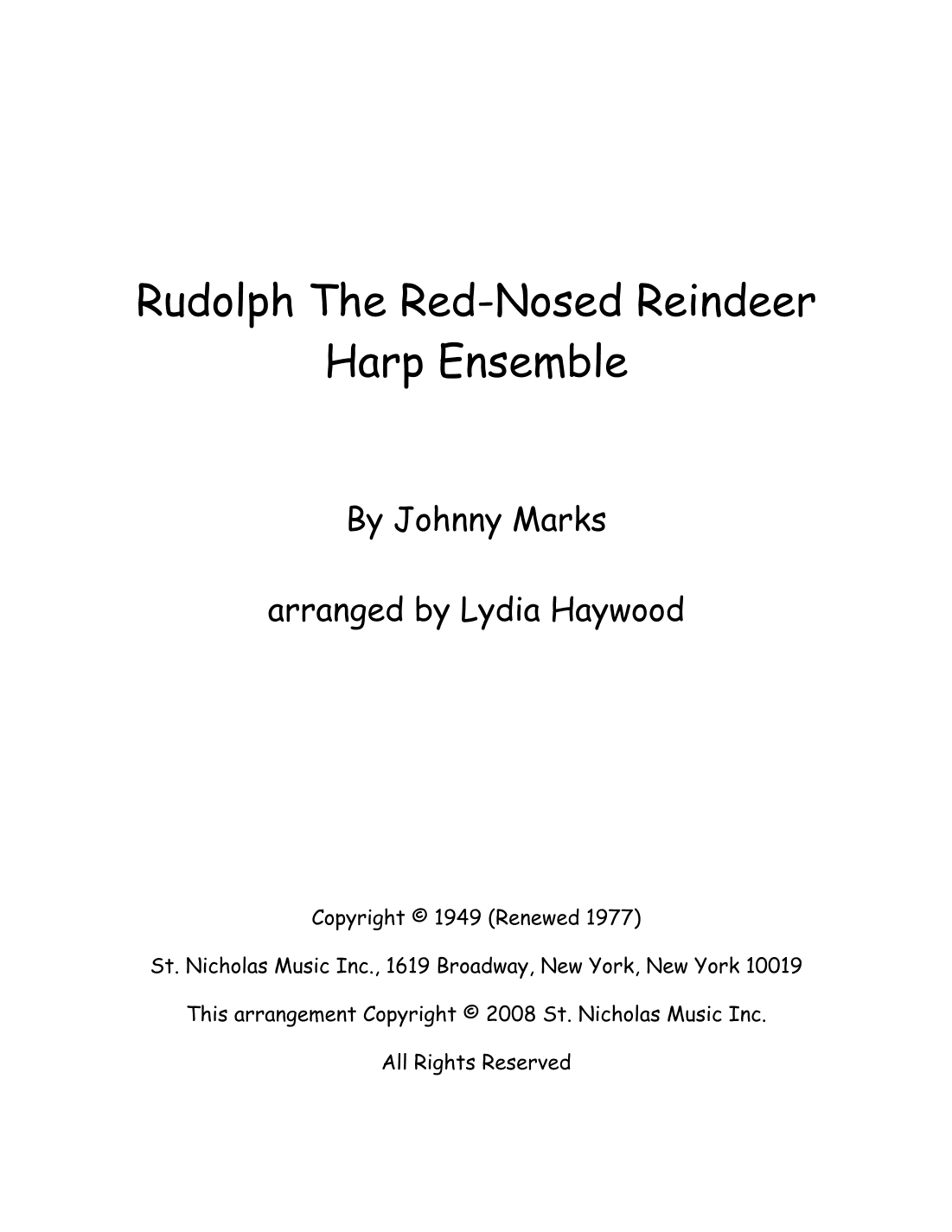 Rudolph The Red-nosed Reindeer (arr. Lydia Haywood)