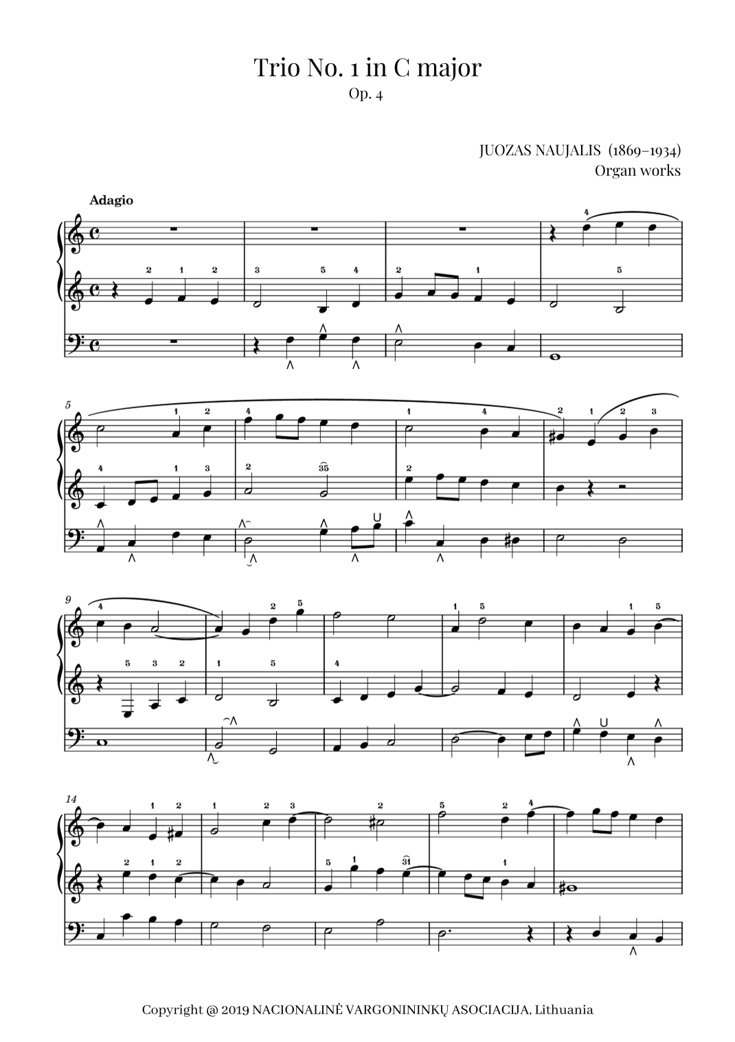 Trio No. 1 in C major, Op. 4 by Juozas Naujalis (1869–1934)