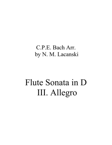 Flute Sonata in D III. Allegro (arr. Nick Lacanski)