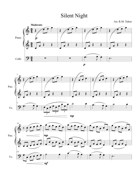 Silent Night (for cello and piano) (arr. Rene Michael Teboe)
