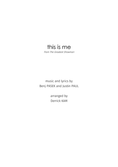 This Is Me (arr. Derrick Kam)