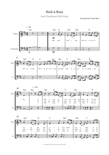 Siuil A Ruin Strings - violin and cello duet (arr. Connie Boss)