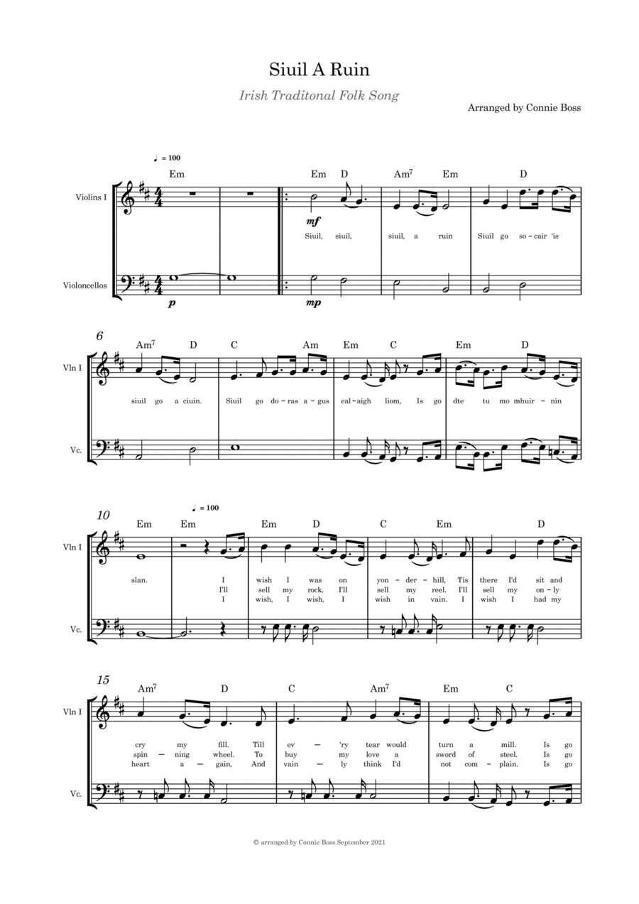 Siuil A Ruin Strings - violin and cello duet (arr. Connie Boss)