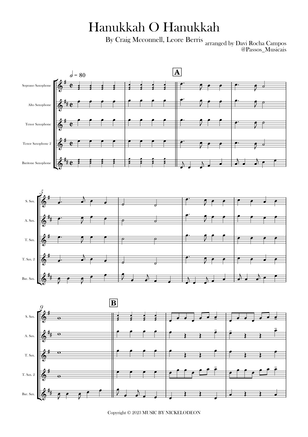 Hanukkah O Hanukkah (arr. Davi Rocha Campos)