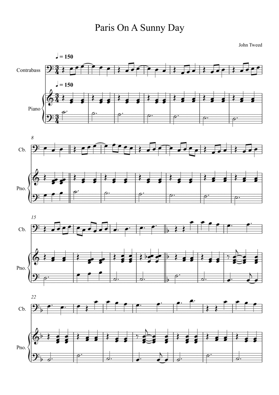 Paris On A Summer Day for Double Bass and Piano