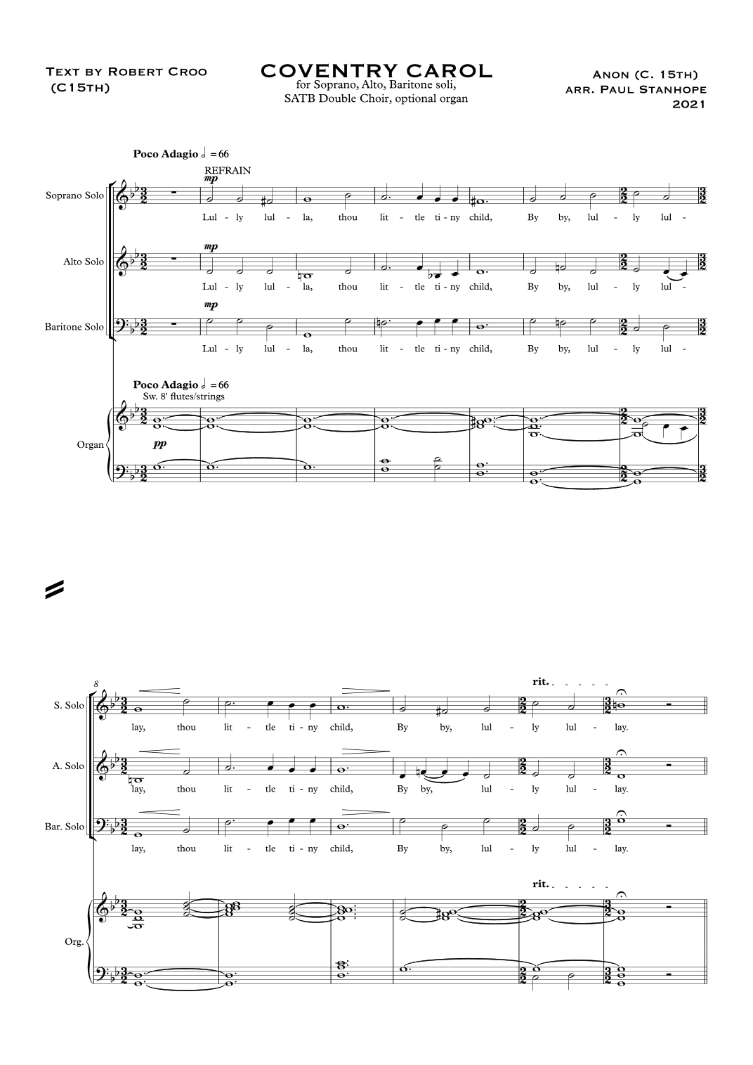Coventry Carol (arr. Paul Stanhope)