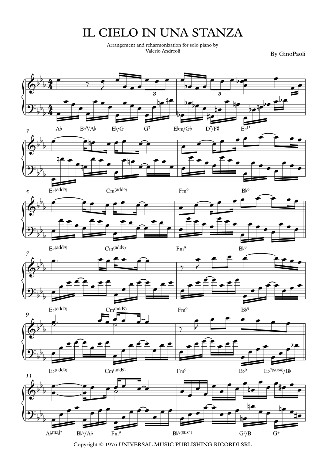 Il Cielo In Una Stanza (arr. Valerio Andreoli)