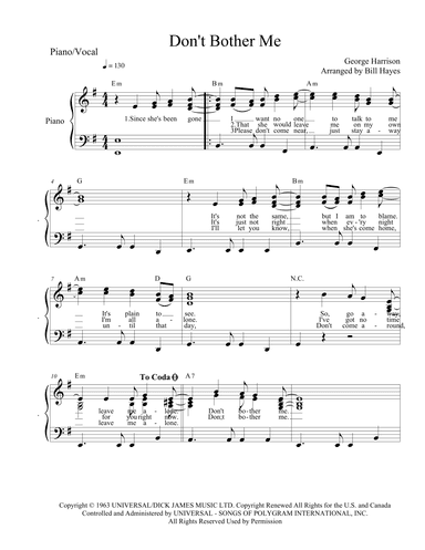 Don't Bother Me (arr. Arranged by Bill Hayes)