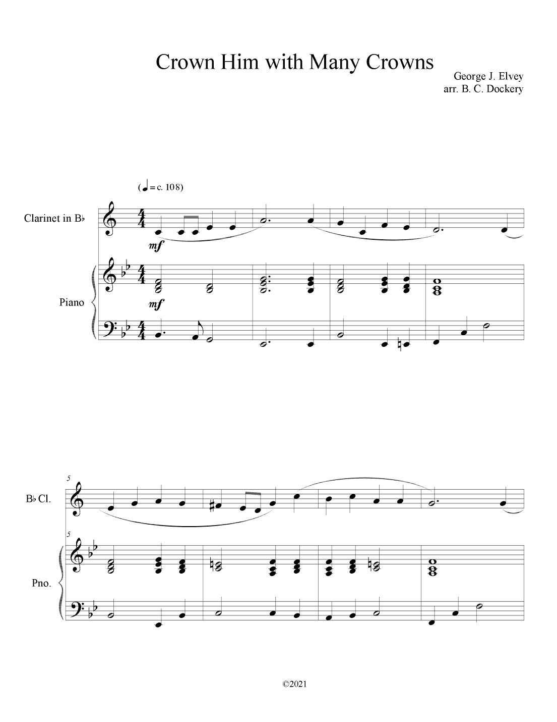 Crown Him with Many Crowns (Clarinet Solo with Piano Accompaniment) (arr. B. C. Dockery)