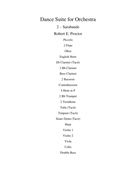 Sarabande from the Dance Suite for Orchestra