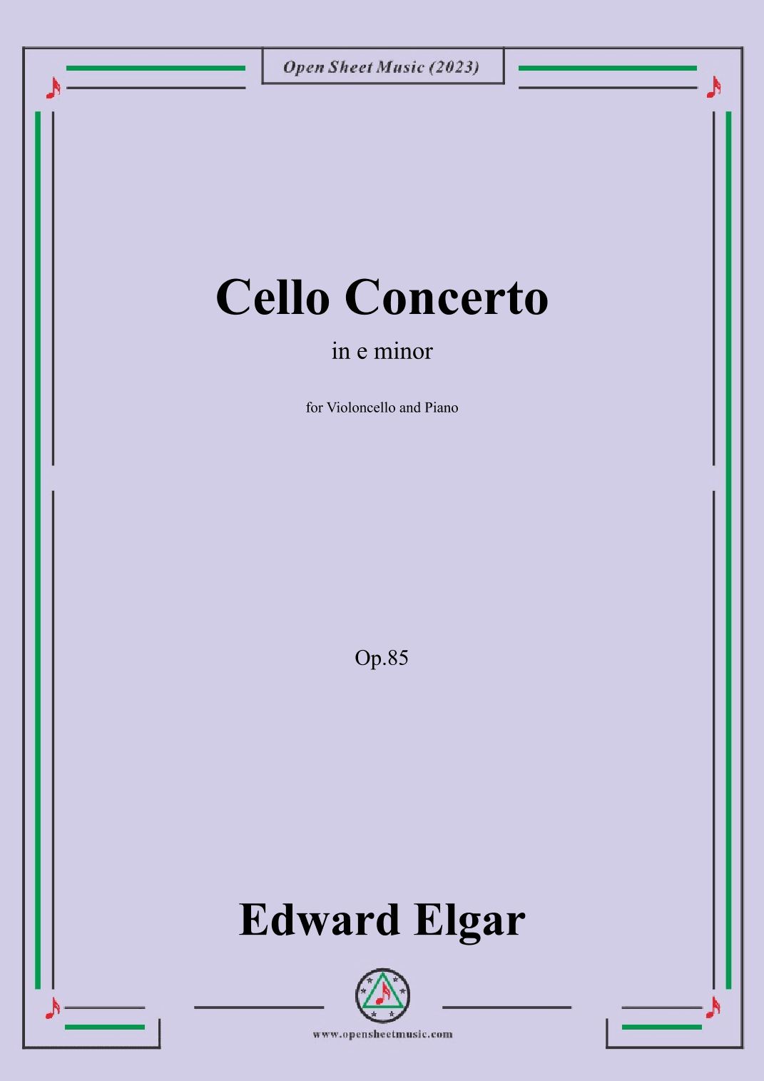 Elgar-Cello Concerto,in e minor,Op.85 (arr. OSM Press)